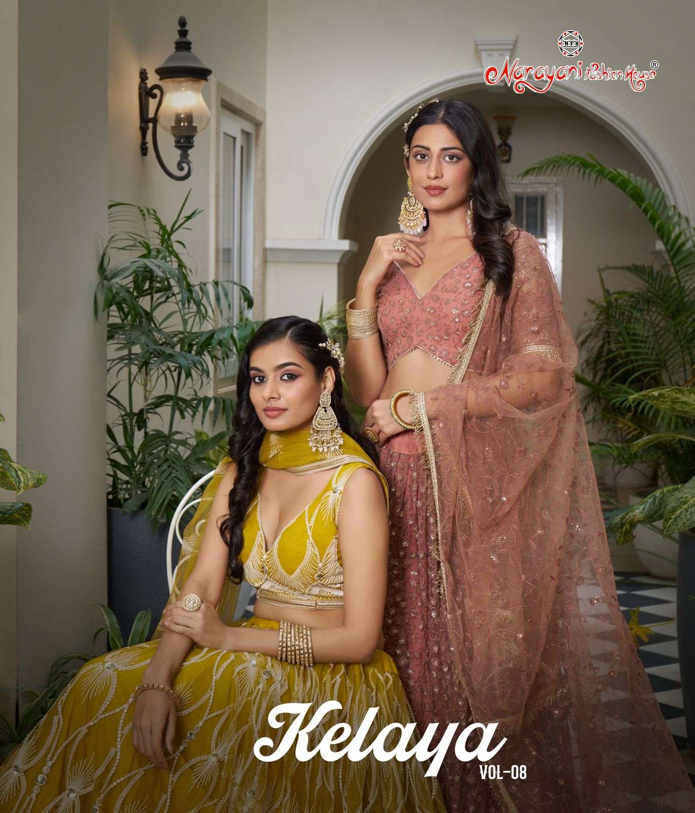 KELAYA VOL-08 BY NARAYANI FASHION HOUSE DESIGNER NET THREAD WORK LEHENGAS