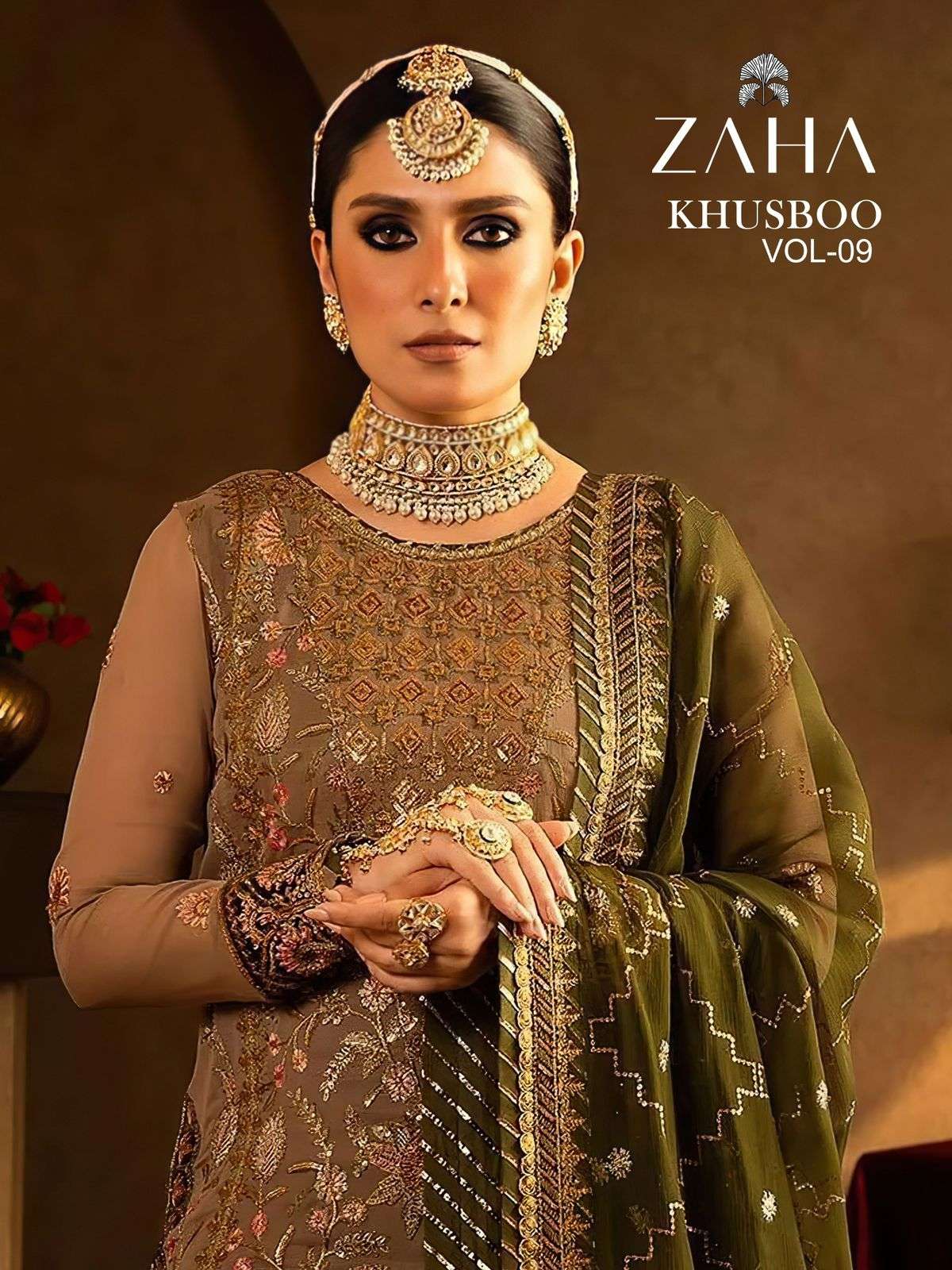 KHUSBOO VOL-9 BY ZAHA 10323 TO 10325 SERIES GEORGETTE EMBROIDERED PAKISTANI DRESSES