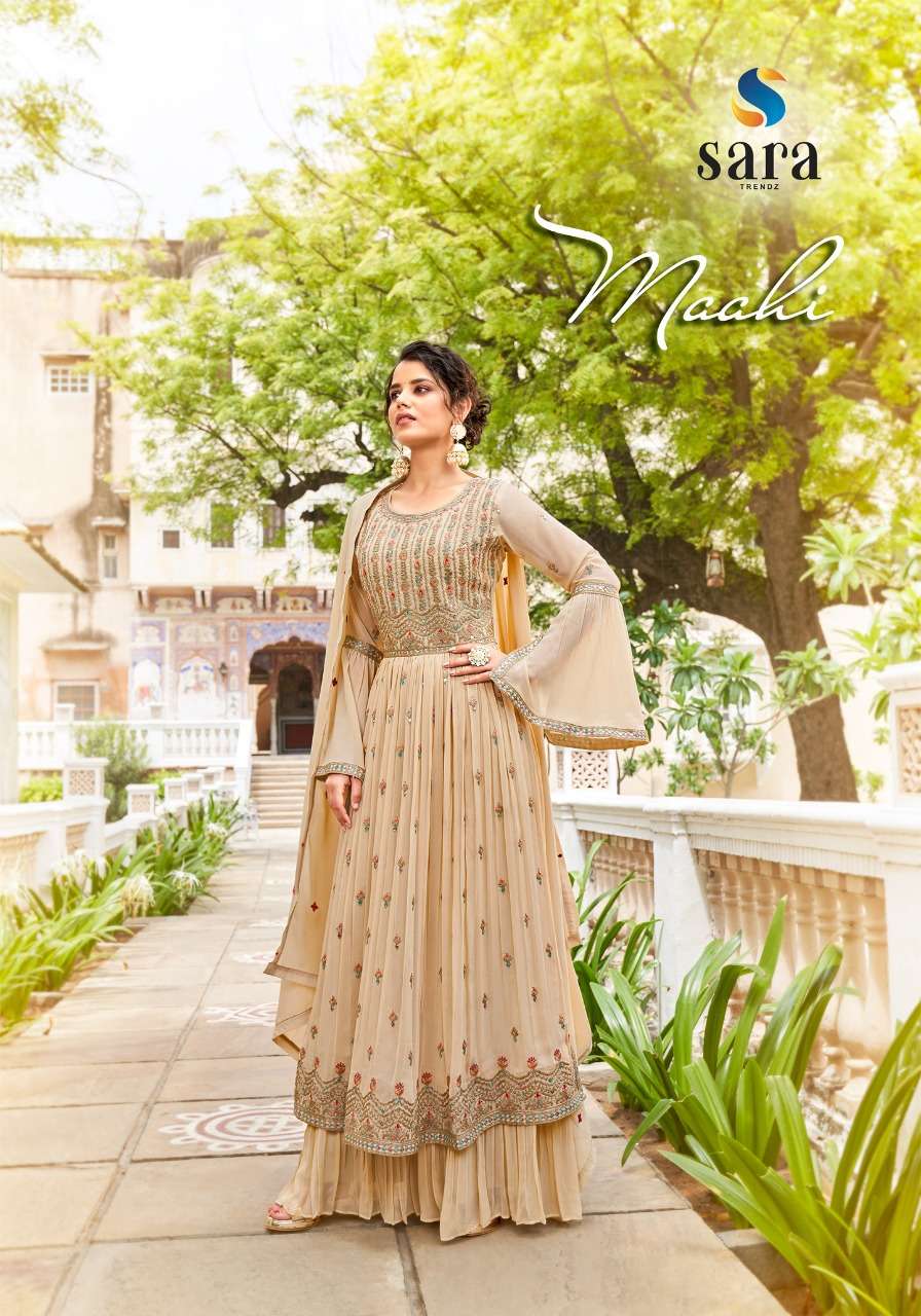 MAAHI BY SARA TRENDZ 3701 TO 3704 SERIES HEAVY FAUX GEORGETTE WORK DRESSES