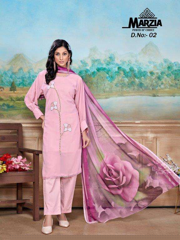 MARZIA-02 HIT DESIGN BY ASLIWHOLESALE DESIGNER FAUX GEORGETTE STITCHED DRESS