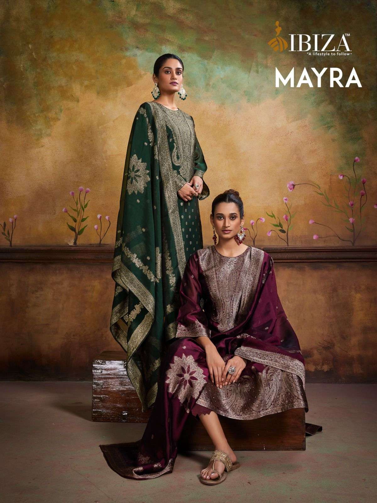 MAYRA BY IBIZA 15605 TO 15608 SERIES PURE BANGLORY SILK JACQUARD PRINT DRESSES