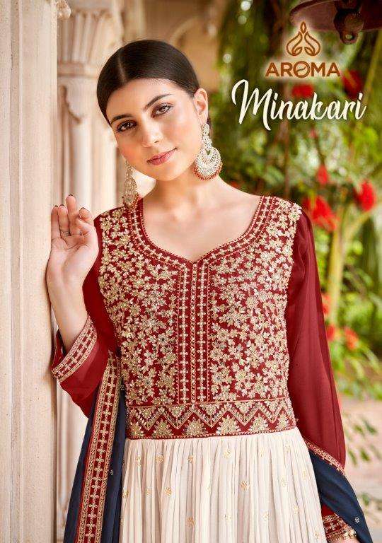 MINAKARI BY SARA TRENDZ 1105 TO 1108 SERIES HEAVY FAUX GEORGETTE WORK DRESSES