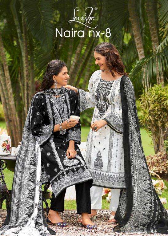 NAIRA NX VOL-08 BY LEVISHA 8013 TO 8019 SERIES CAMBRIC COTTON EMBROIDERY DRESSES