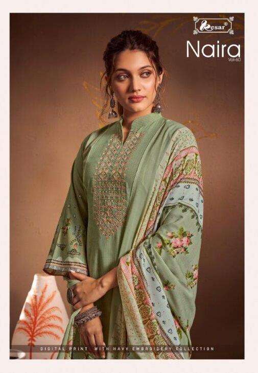 NAIRA VOL-60 BY KESAR 224-001 TO 224-006 SERIES PURE LAWN COTTON PRINTED DRESSES