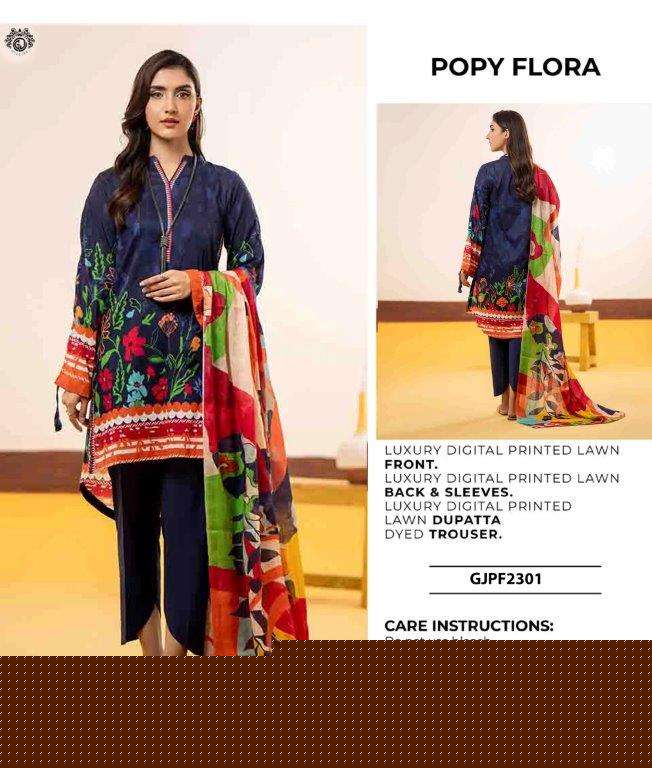 POPY FLORA BY ASLIWHOLESALE DESIGNER LAWN COTTON PRINTED DRESSES