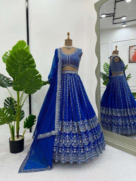QRC-278 COLOR BY ASLIWHOLESALE DESIGNER FANCY FAUX GEORGETTE LEHENGAS