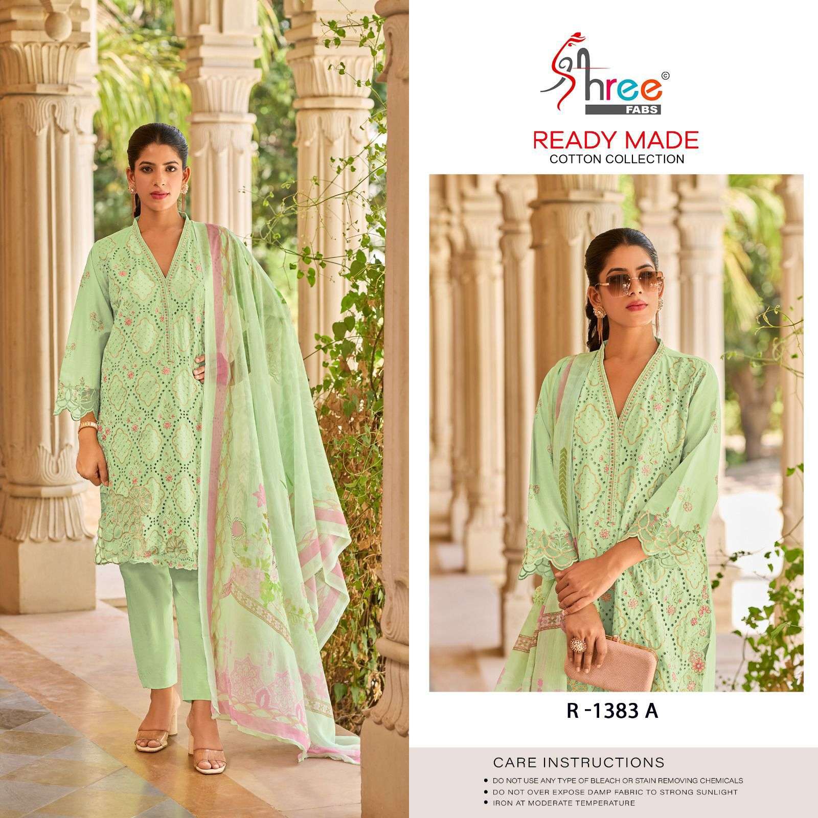 R-1383 COLOURS BY SHREE FABS HEAVY EMBROIDERED CAMBRIC COTTON DRESSES