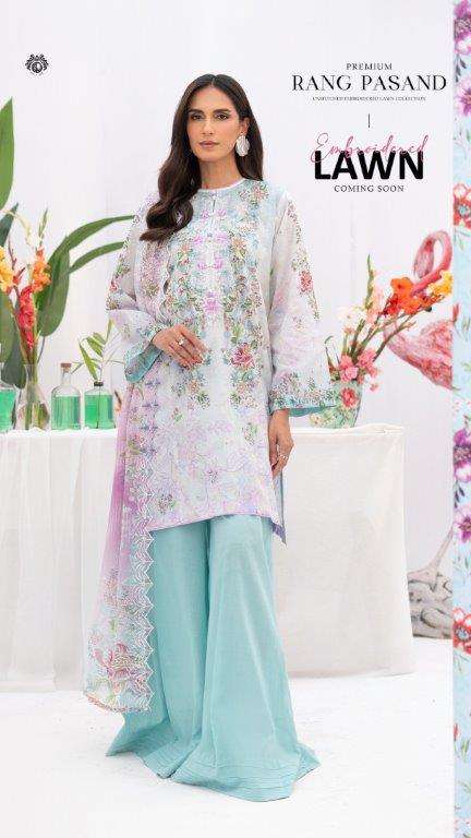 RANG PASAND BY ASLIWHOLESALE DESIGNER LAWN COTTON PRINTED DRESSES