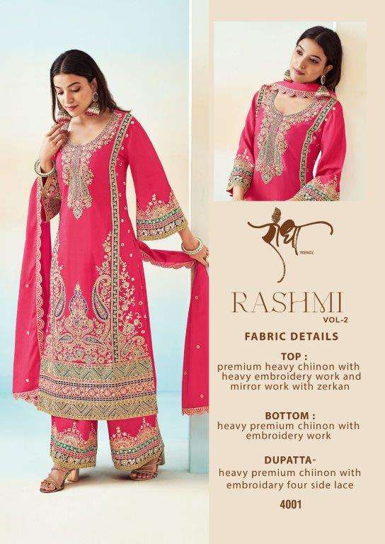 RASHMI VOL-02 BY RADHA TRENDZ 4001 TO 4005 SERIES CHINON EMBROIDERY DRESSES