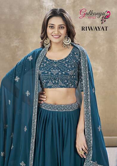 RIWAYAT VOL-1 BY AAWIYA 7801 TO 7805 SERIES HEAVY FAUX GEORGETTE WORK LEHENGAS