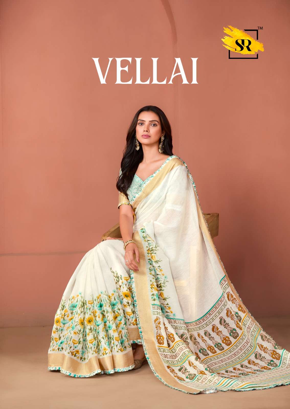 VELLAI BY SR DESIGNER 1001 TO 1005 SERIES SOFT WEAVING EMBROIDERY SAREES