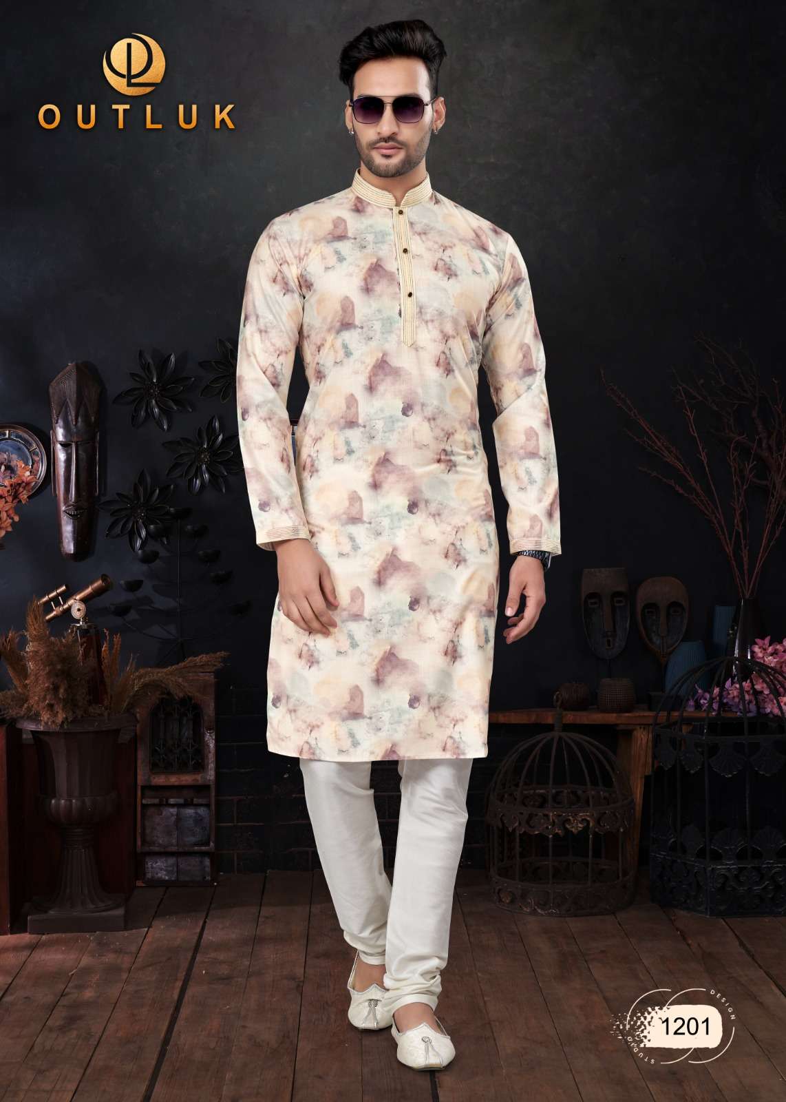 WEDDING COLLECTION VOL-12 BY OUTLUK 1201 TO 1204 SERIES MENS KURTAS PAJAMA