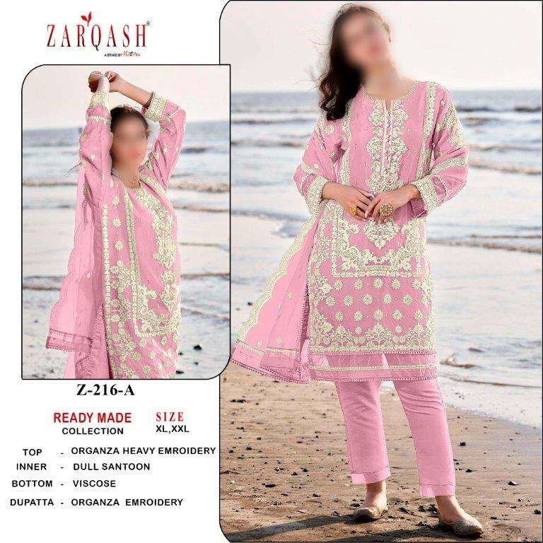 Z-216 COLOURS BY ZARQASH DESIGNER HEAVY ORGANZA EMBROIDERY DRESSES