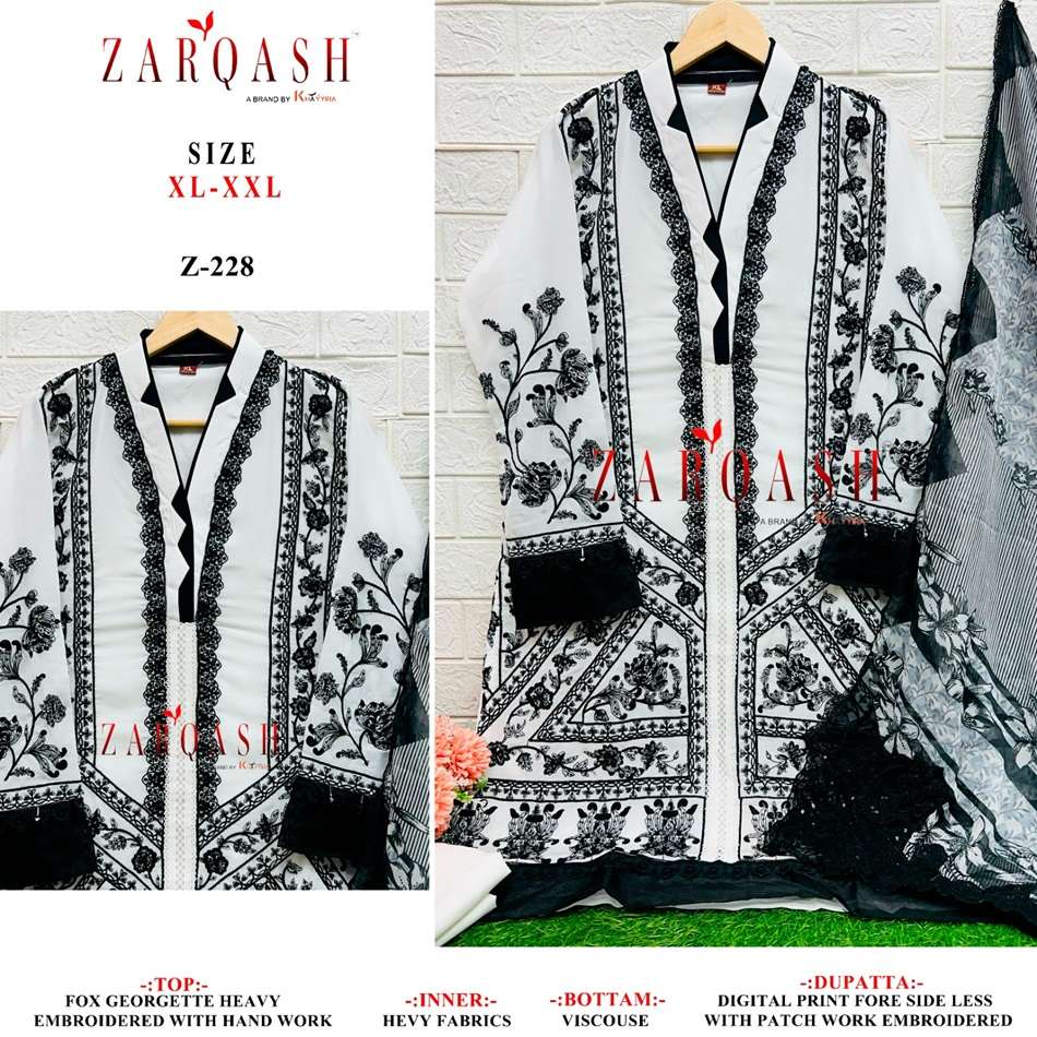 Z-228 HIT DESIGN BY ZARQASH DESIGNER FAUX GEORGETTE EMBROIDERY DRESSES