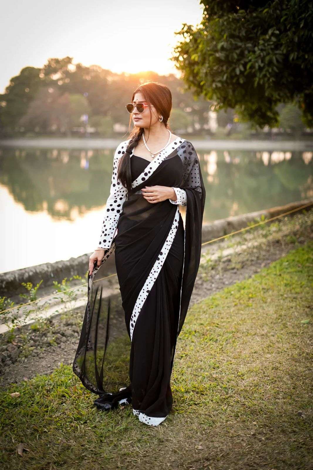 1117 COLOR BY ASLIWHOLESALE DESIGNER SOFT GEORGETTE POLKA PRINTED SAREES