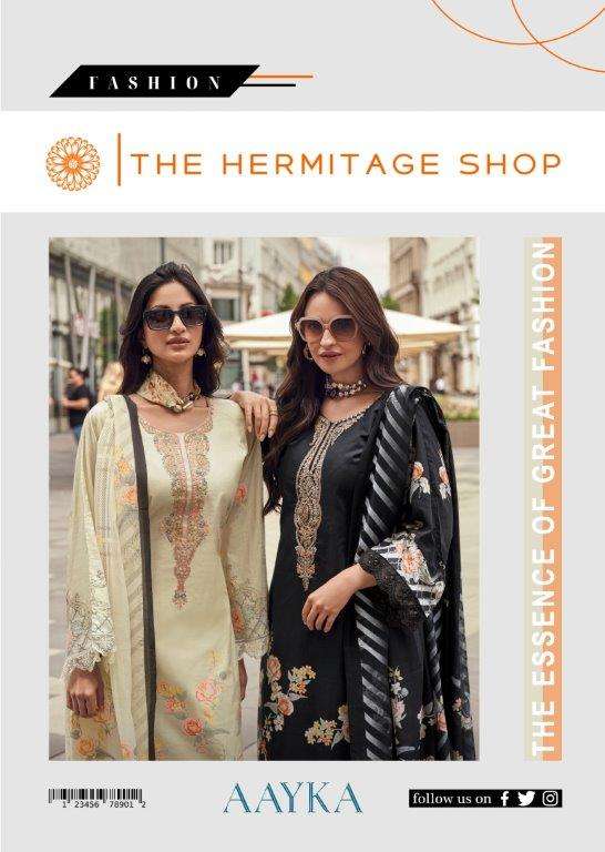 AAYKA BY HERMITAGE CLOTHING 8000 TO 80005 HEAVY LAWN COTTON PRINTED DRESSES