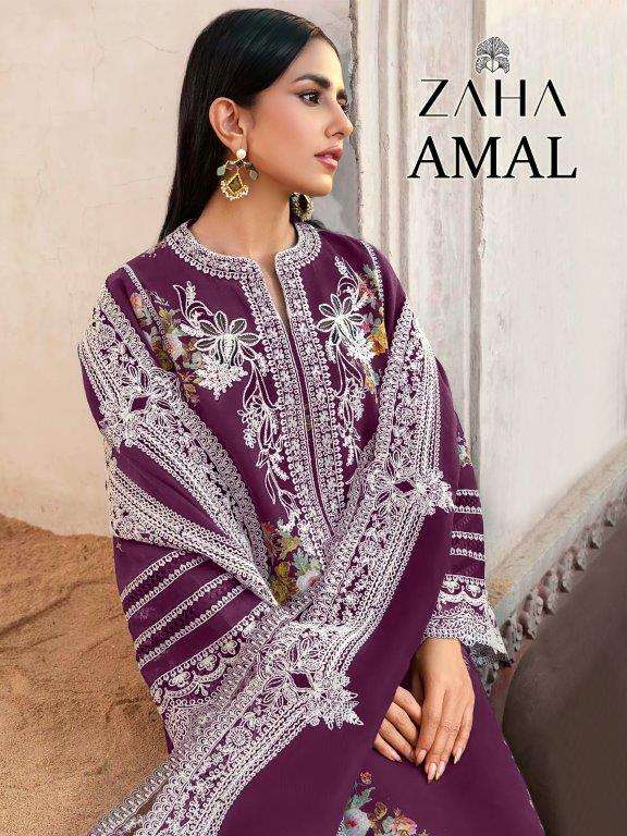 AMAL VOL-01 BY ZAHA 10356-A TO 10356-D SERIES CAMBRIC COTTON PAKISTANI DRESSES