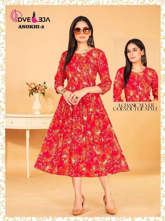 ANOKHI VOL-02 BY DVEEJA 01 TO 18 SERIES FANCY RAYON EMBROIDERY KURTIS