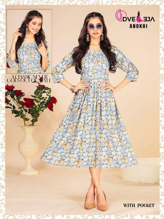 ANOKHI VOL-03 BY DVEEJA 01 TO 22 SERIES FANCY RAYON EMBROIDERY KURTIS