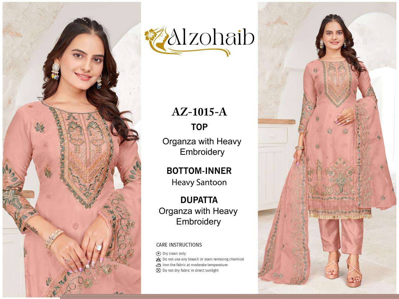 AZ-1015 NX BY ALZOHAIB HEAVY EMBROIDERED ORGANZA PAKISTANI DRESSES
