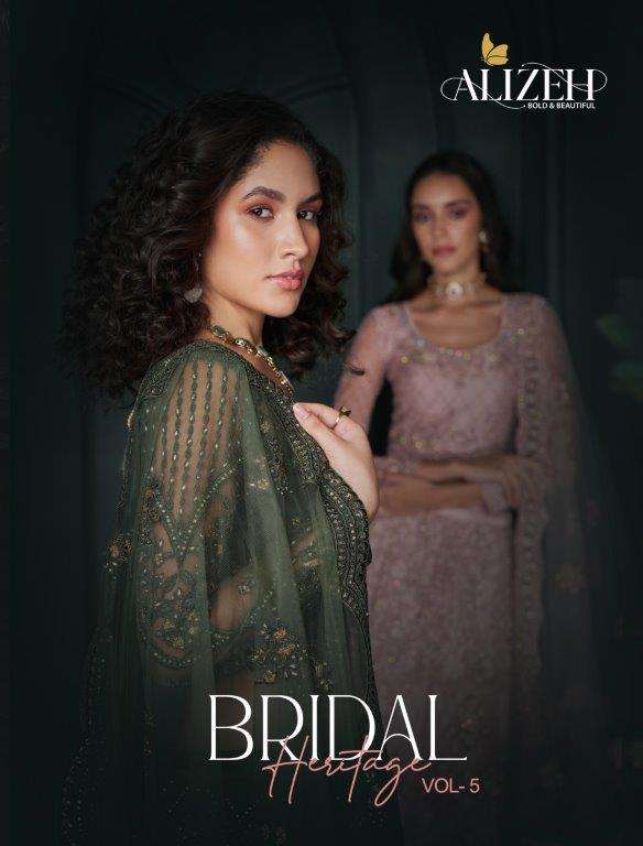 BRIDAL HERITAGE VOL-5 BY ALIZEH HEAVY DESIGNER BUTTERFLY NET LEHENGAS