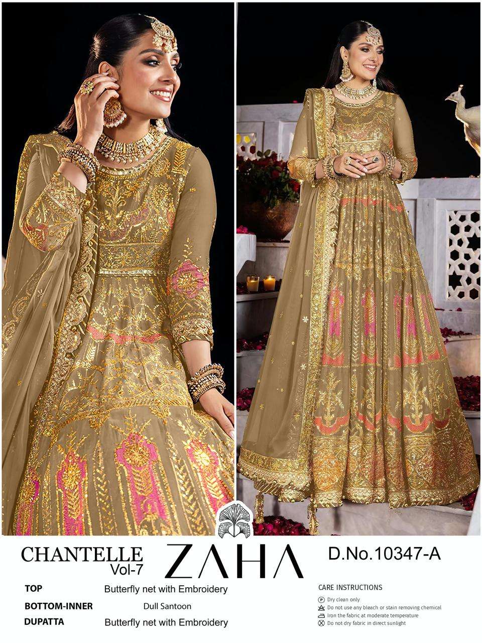 CHANTELLE VOL-07 BY ZAHA 10347-A TO 10347-B SERIES BUTTERFLY NET PAKISTANI DRESSES