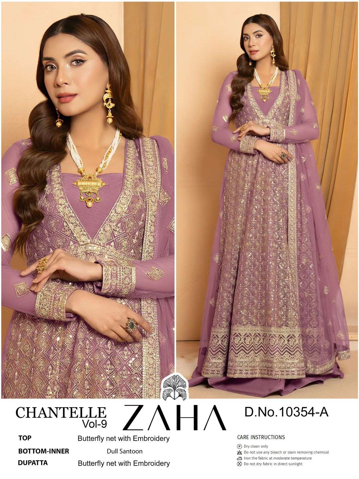 CHANTELLE VOL-08 BY ZAHA 10354-A TO 10354-B SERIES BUTTERFLY NET PAKISTANI DRESSES