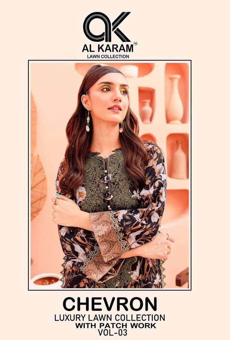 CHEVRON LAWN VOL-03 BY AL KARAM 3001 TO 3004 SERIES HEAVY COTTON PRINT DRESSES