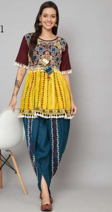 COLOR KEDIA VOL-2 BY ASLIWHOLESALE DESIGNER FACNY WORK KURTIS AND DHOTI