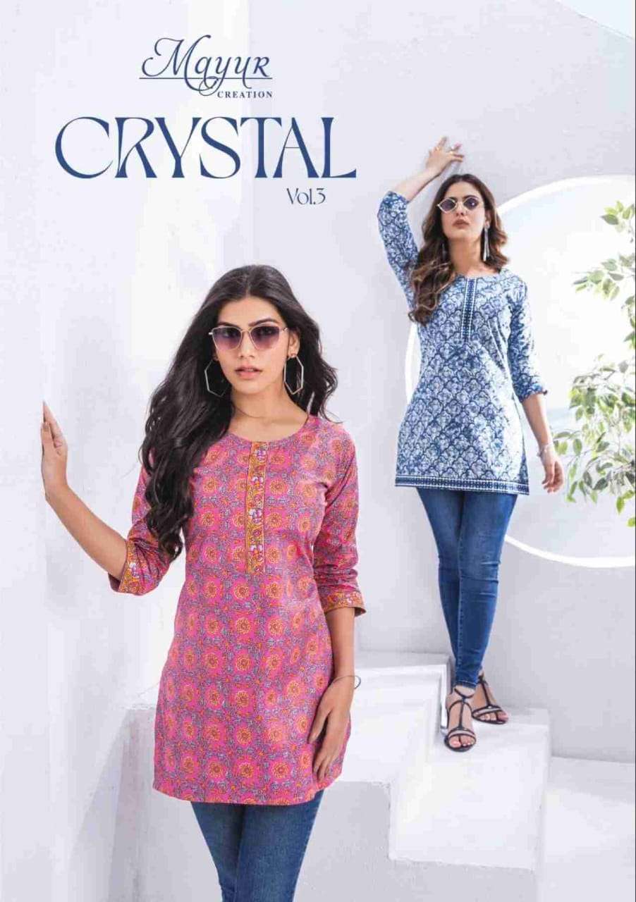 CRYSTAL VOL-3 BY MAYUR CREATION 3001 TO 3012 SERIES COTTON PRINTED TOPS