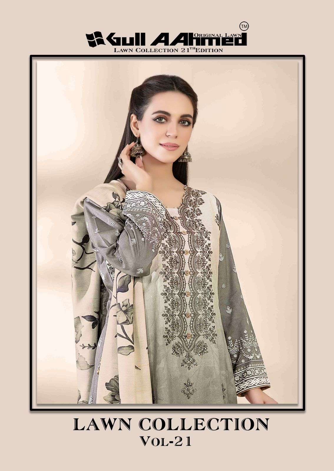 GULL AAHMED VOL-21 BY GULL AAHMED 185 TO 190 SERIES LAWN COTTON PRINTED DRESSES