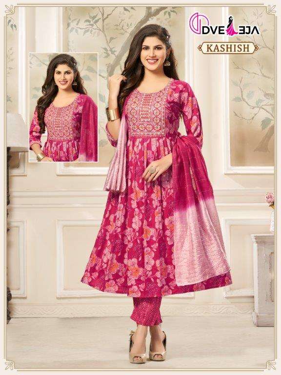 KASHISH SERIES BY DVEEJA 01 TO 16 SERIES FANCY CAPSULE EMBROIDERY DRESSES