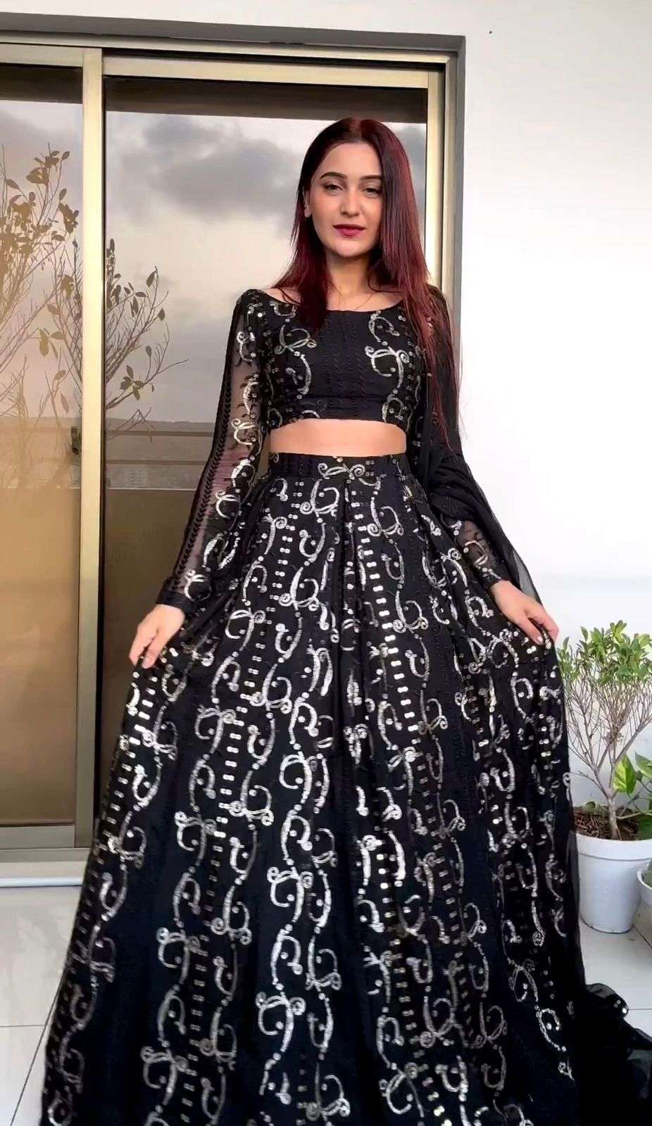 QRC-257 COLOR BY ASLIWHOLESALE DESIGNER FANCY FAUX GEORGETTE LEHENGAS