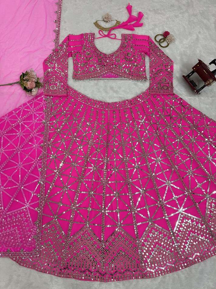 QRC-282 COLOR BY ASLIWHOLESALE DESIGNER FANCY FAUX GEORGETTE LEHENGAS
