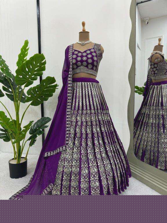 QRC-284 COLOR BY ASLIWHOLESALE DESIGNER FANCY FAUX GEORGETTE LEHENGAS