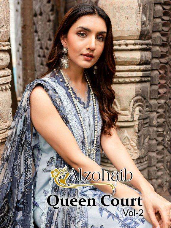 QUEEN COURT VOL-02 BY ALZOHAIB HEAVY EMBROIDERED COTTON PAKISTANI DRESSES