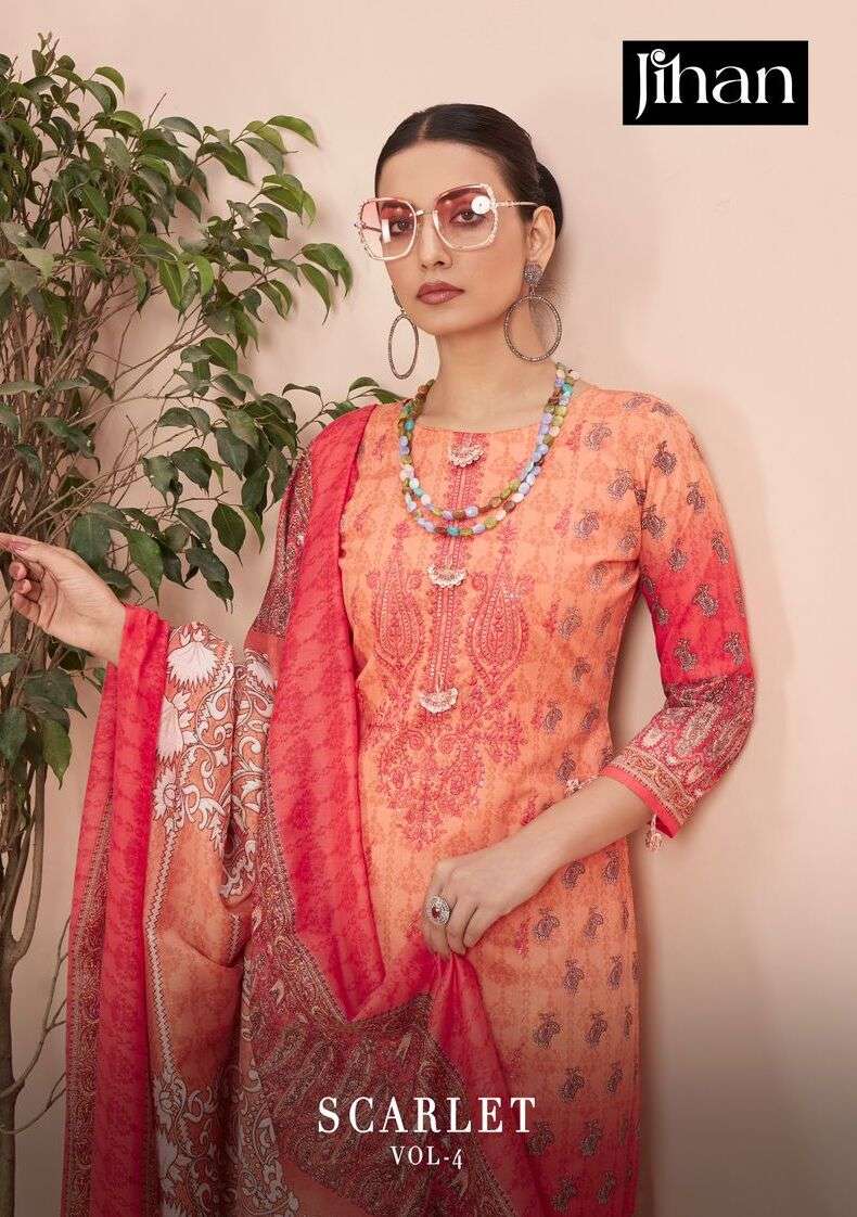 SCARLET VOL-4 BY JIHAN DESIGNER PURE HEAVY COTTON EMBROIDERY DRESSES