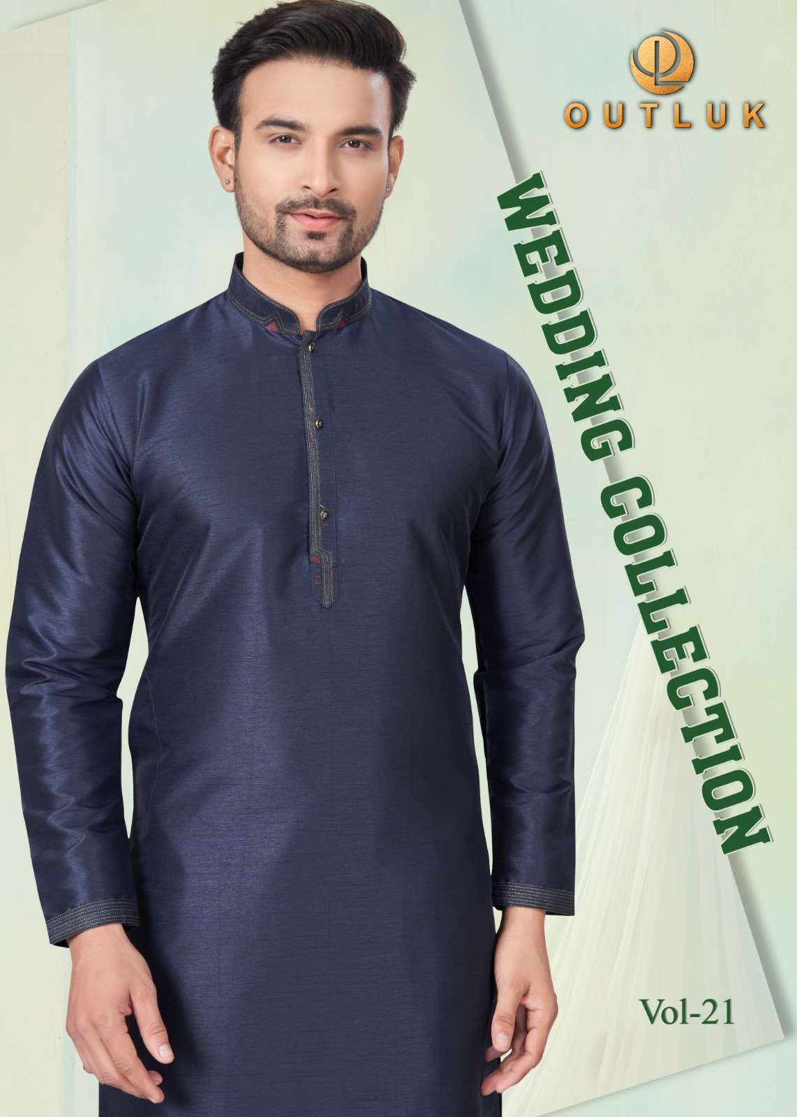 WEDDING COLLECTION VOL-21 BY OUTLUK 21001 TO 21011 SERIES MENS KURTAS WITH PAJAMA