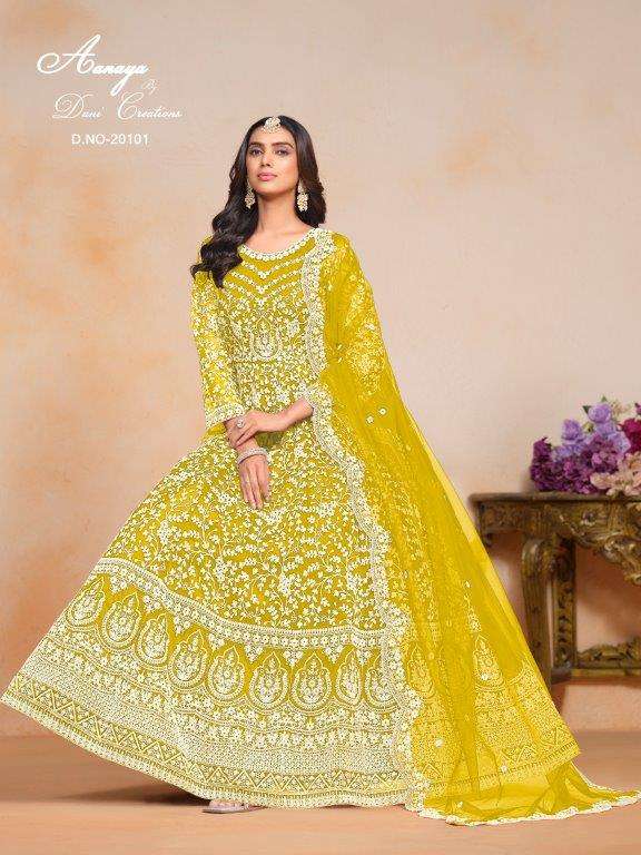 AANAYA VOL-201 BY TWISHA 20101 TO 20104 SERIES DESINGER NET EMBROIDERY DRESSES