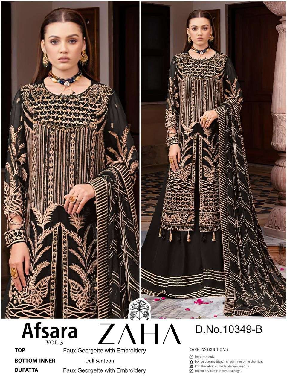 AFSARA VOL-03 BY ZAHA DESIGNER FAUX GEORGETTE EMBROIDERED PAKISTANI DRESSES