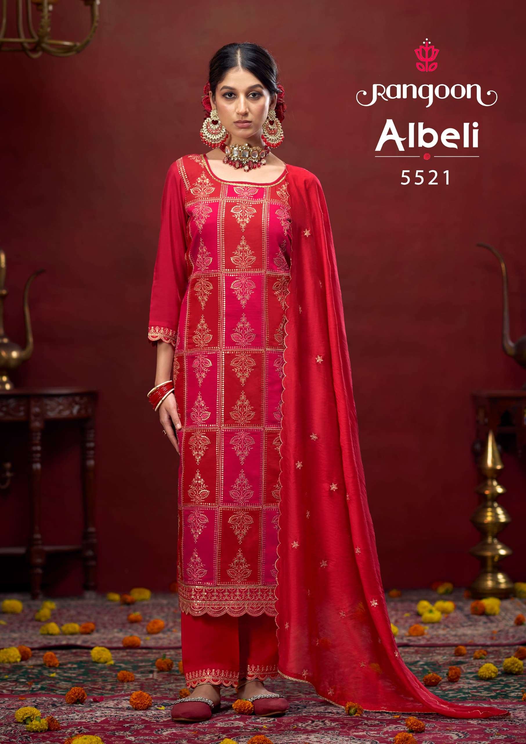 ALBELI BY RANGOON 5221 TO 5222 SERIES HEAVY PURE SILK WORK DRESSES