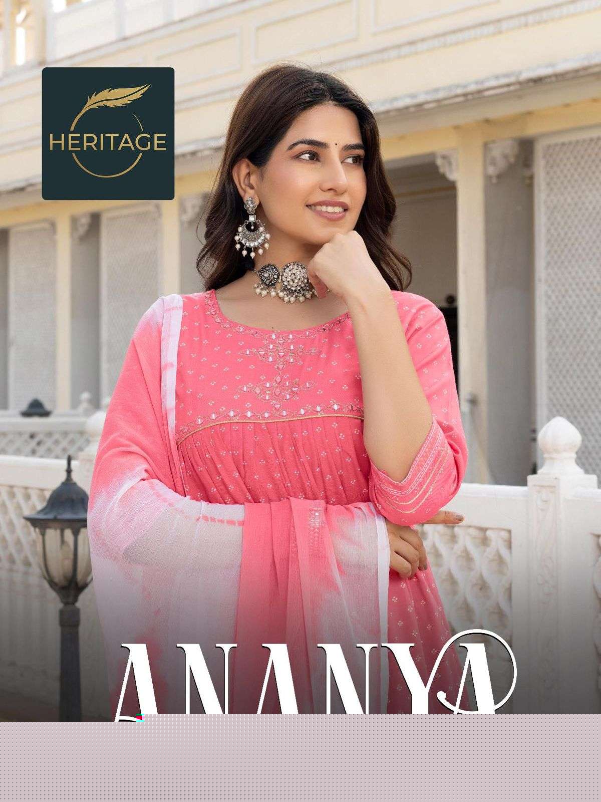 ANANYA BY HERITAGE 1001 TO 1005 SERIES RAYON SLUB PRINTED DRESSES