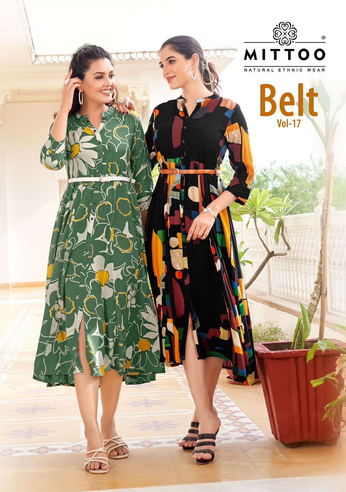 BELT VOL-17 BY MITTOO 1419 TO 1424 SERIES FANCY RAYON PRINT KURTIS