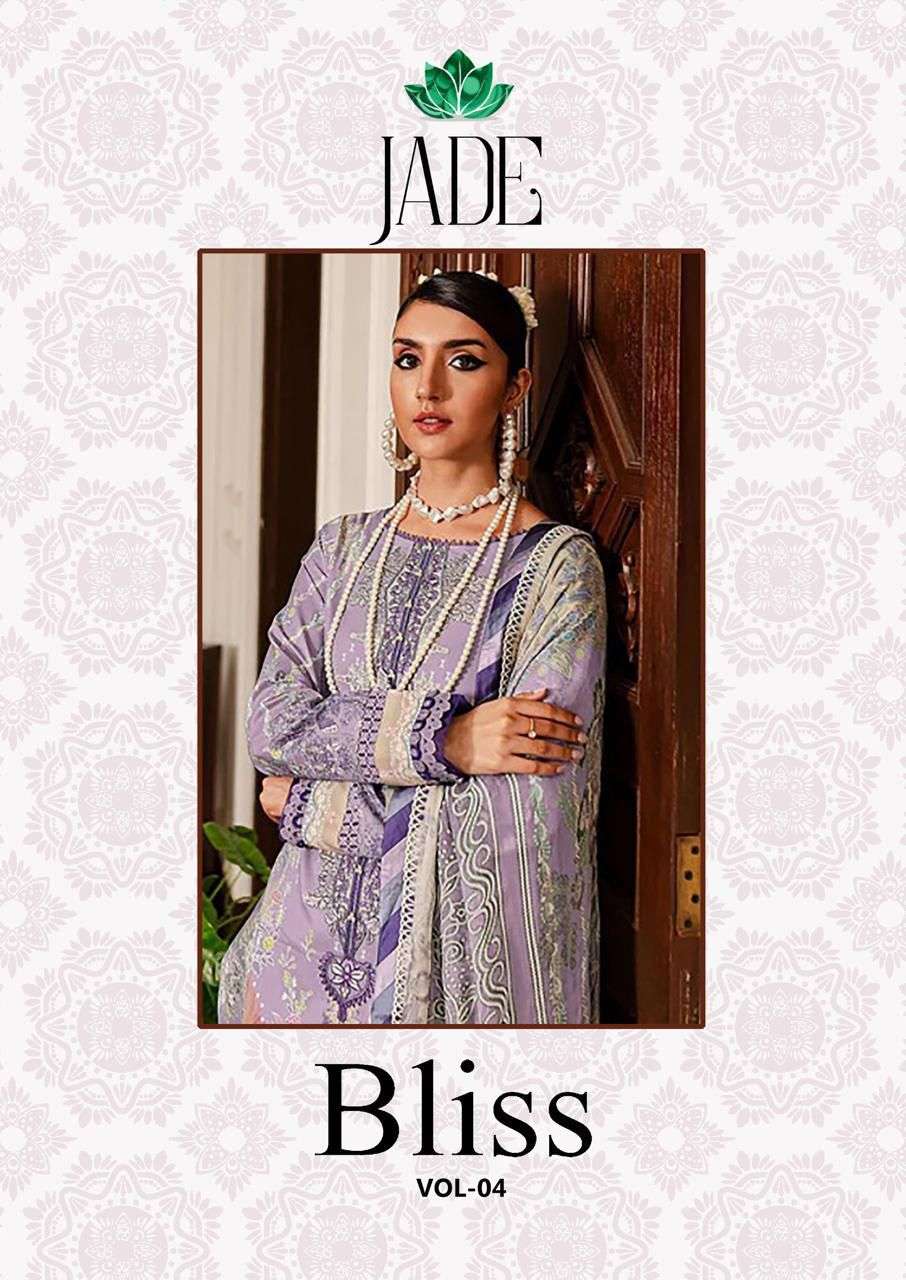 BLISS VOL-4 BY JADE 401 TO 408 SERIES PURE COTTON PRINT PAKISTANI DRESSES