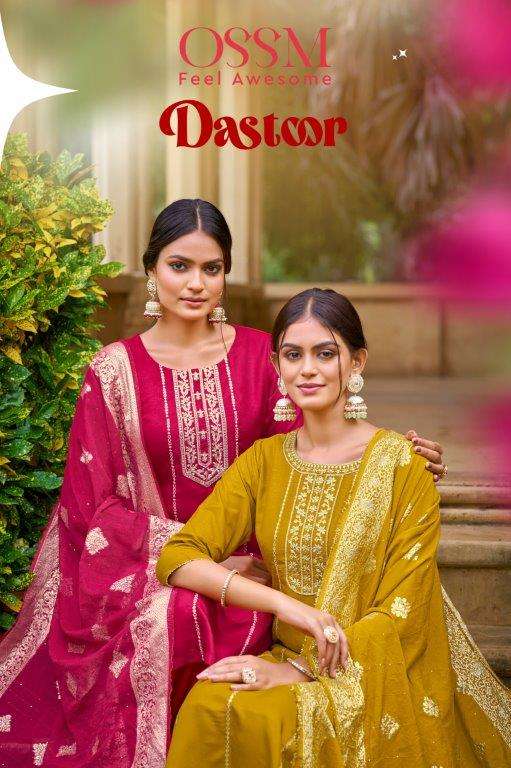 DASTOOR BY OSSM 101 TO 106 SERIES FANCY PURE VISCOSE ROMAN SILK WORK DRESSES