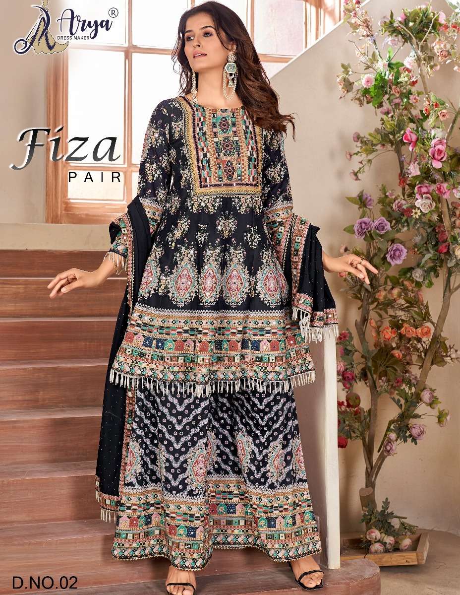 FIZA BY ARYA DRESS MAKER DESIGNER FANCY HEAVY MUSLIN COTTON PRINT DRESSES