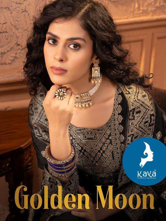 GOLDEN MOON BY KAYA 01 TO 08 SERIES DESIGNER CHANDERI SILK JACQUARD PRINTED DRESSES