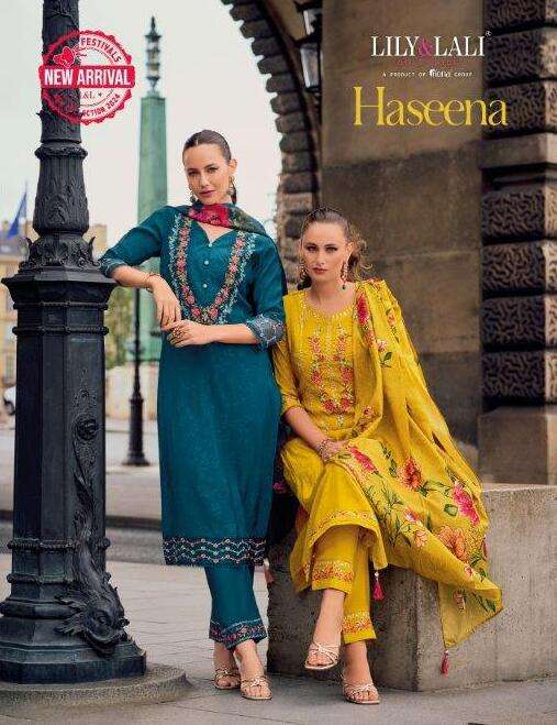 HASEENA BY LILY AND LALI 21701 TO 21706 SERIES HANDWORK JACQUARD VISCOSE SILK DRESSES