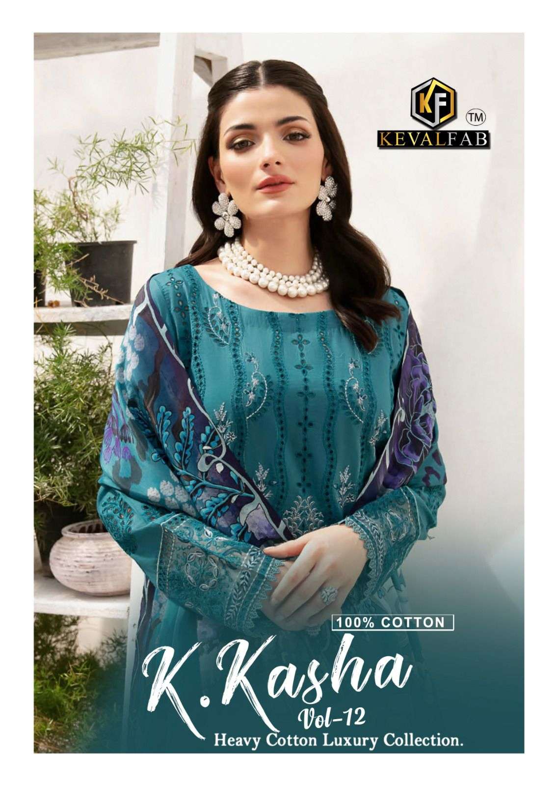 K.KASHA VOL-12 BY KEVAL FAB 12001 TO 12006 SERIES COTTON PAKISTANI DRESSES