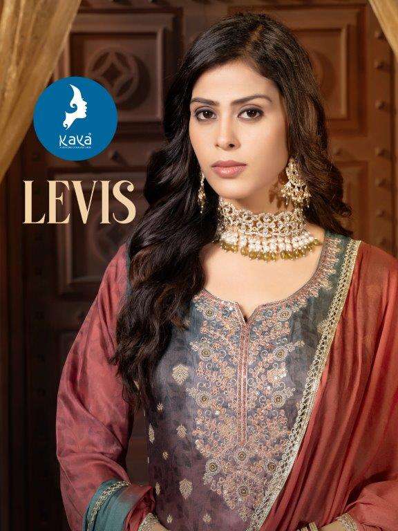 LEVIS VOL-01 BY KAYA 01 TO 08 SERIES DESIGNER CHANDERI SILK JACQUARD PRINTED DRESSES